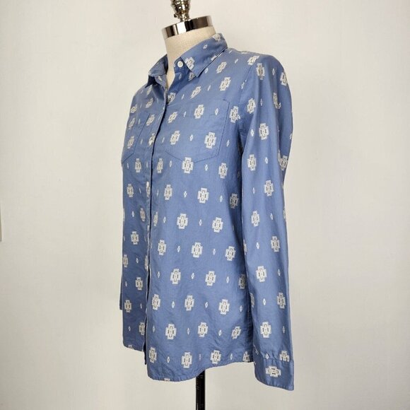 Pendleton Button Up Shirt Womens M Southwestern Blue‎ White Roll Tab Sleeves - Picture 2 of 10